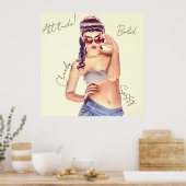 Attitude! Retro-Modell in Kurzform und Bikini top. Poster (Küche)