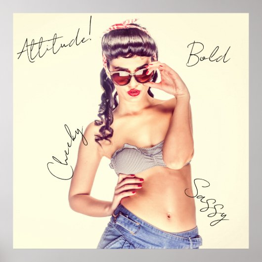 Attitude! Retro-Modell in Kurzform und Bikini top. Poster (Vorne)