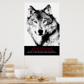 Attitude Schwarz-weiß Inspiration Wolf Poster (Küche)