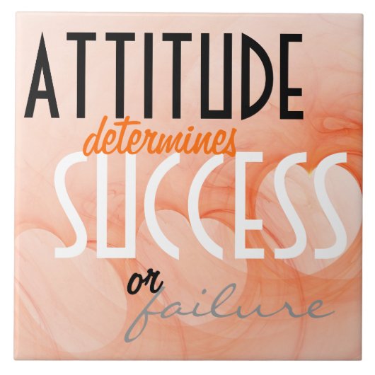 Attitude...Success Quote Orange Heart Abstrakt Fliese (Vorderseite)