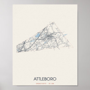 Attleboro Massachusetts Straßenkarte Poster