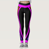 Attoni Pink Side Stripes Jet Black Leggings (Vorderseite)
