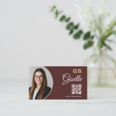Attorney at Law Burgundy Gold Photo QR Code Visitenkarte (Stehend Vorderseite)