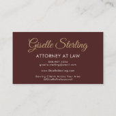 Attorney at Law Burgundy Gold Photo QR Code Visitenkarte (Rückseite)