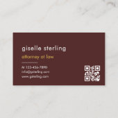Attorney at Law Burgundy Gold QR Code Visitenkarte (Rückseite)