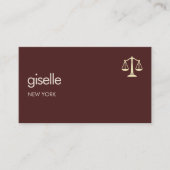 Attorney at Law Burgundy Gold Scales of Justice  Visitenkarte (Vorderseite)