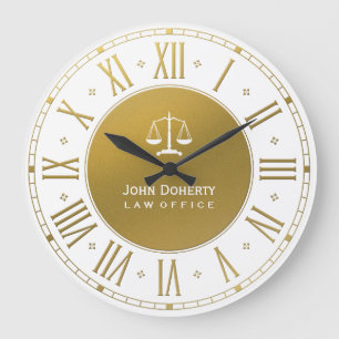 Attorney At Law Elegant Gold & White Große Wanduhr