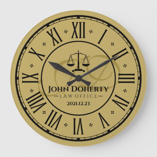 ATTORNEY AT LAW Golden Personalizable Square Wal Große Wanduhr (Vorderseite)