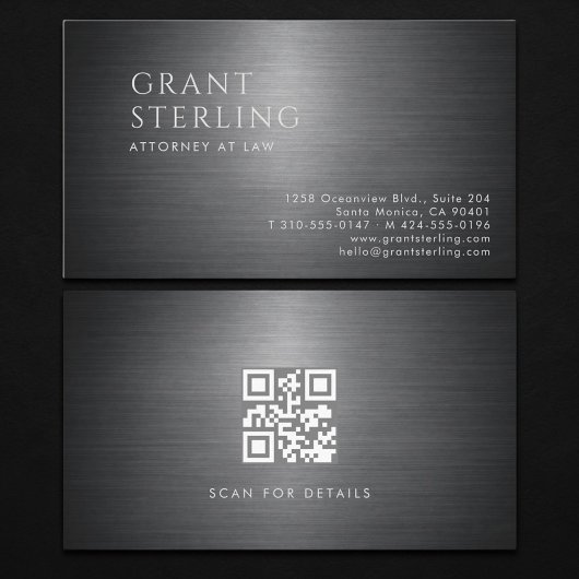Attorney at Law Metallic QR Code Visitenkarte