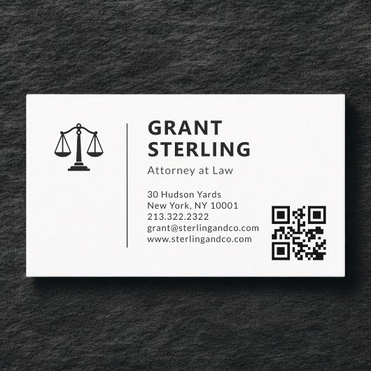 Attorney at Law QR Code Scales of Justice Visitenkarte