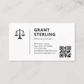Attorney at Law QR Code Scales of Justice Visitenkarte (Vorderseite)