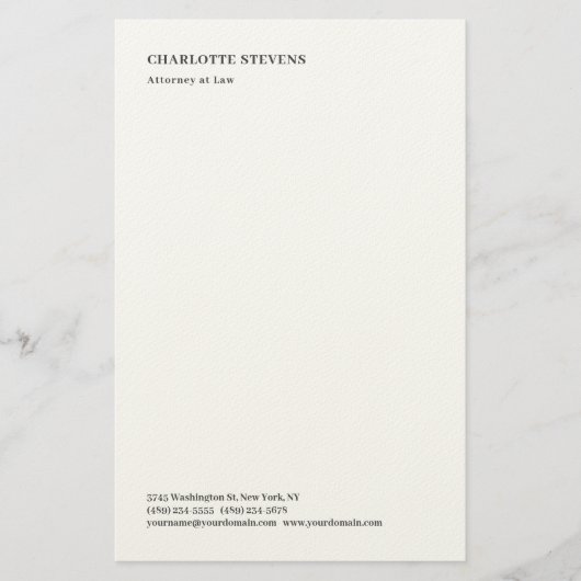 Attorney at Law Trendy Minimalist Elegant Simple Briefpapier (Vorderseite)