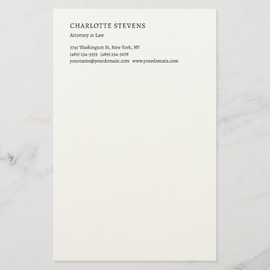 Attorney at Law Trendy Minimalist Elegant Simple Briefpapier (Vorderseite)