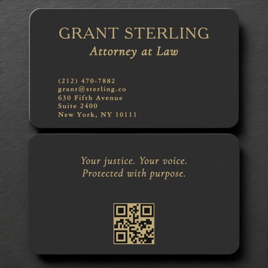 Attorney Black Gold QR Code Professional Visitenkarte