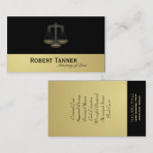 Attorney Business Card Scale Justice Black & Gold Visitenkarte (Vorne/Hinten)