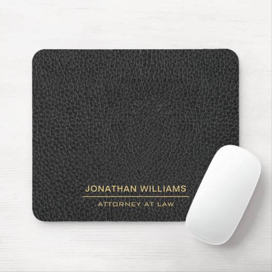 Attorney Faux Leather Custom Name Black  Mousepad (Mit Mouse)