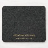 Attorney Faux Leather Custom Name Black  Mousepad (Vorne)