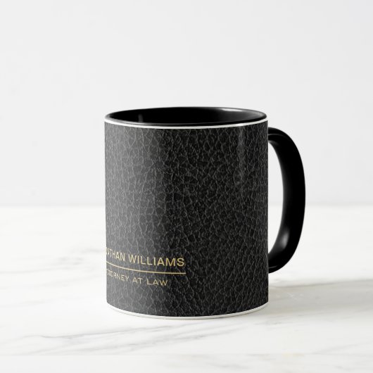 Attorney Faux Leather Custom Name Black Tasse (VorderseiteRechts)