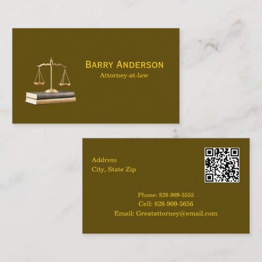 Attorney Justice Scales & Books with QR code Visitenkarte (Vorne/Hinten)