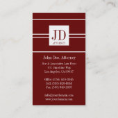 Attorney Lawyer Gold Paper Cherry White Pendant Visitenkarte (Rückseite)