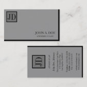 Attorney Lawyer Square Monogram Silver Visitenkarte (Vorne/Hinten)