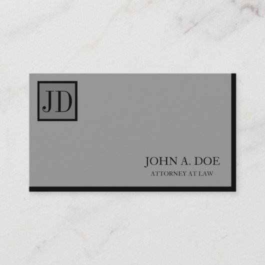 Attorney Lawyer Square Monogram Silver Visitenkarte (Vorderseite)