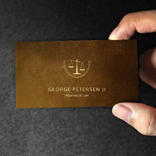 Attorney Luxus Gold-Skala braunes Leder aussehen Visitenkarte