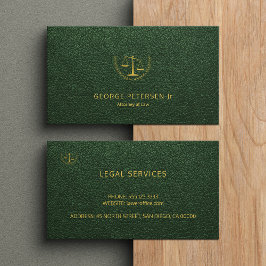 Attorney Luxus Gold-Skala dunkelgrünes Leder Look Visitenkarte