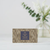Attorney QR Code Blue Gold Geometric Deco Pattern Visitenkarte (Stehend Vorderseite)