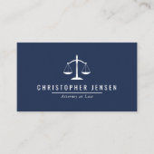 Attorney QR Code Navy Blue White Scales Simple Visitenkarte (Vorderseite)