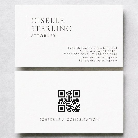 Attorney Simple Modern Professional QR Code Visitenkarte