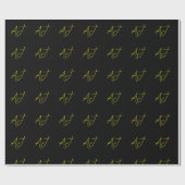 Attractive Monogram Yellow Black Modern Minimalist Geschenkpapier (Flach)