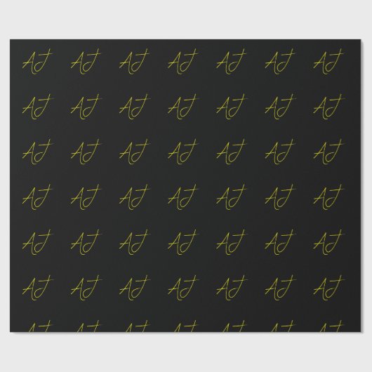 Attractive Monogram Yellow Black Modern Minimalist Geschenkpapier (Flach)