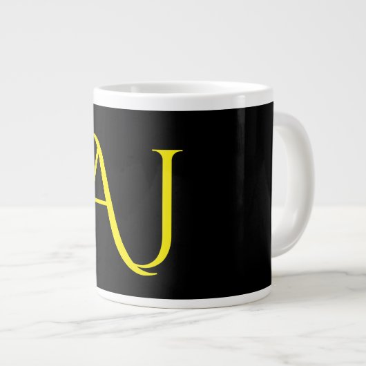 Attractive Monogram Yellow Black Modern Minimalist Jumbo-Tasse (Vorderseite Rechts)