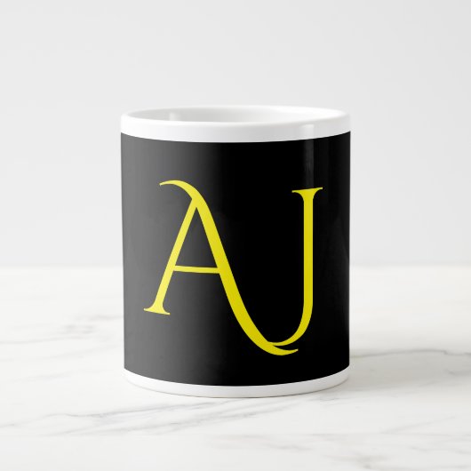 Attractive Monogram Yellow Black Modern Minimalist Jumbo-Tasse (Vorderseite)