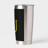 Attractive Monogram Yellow Black Modern Minimalist Thermobecher (Links)