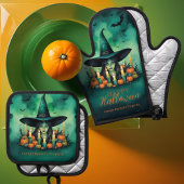 Attractive & Mystical Halloween Witch Conjures Ofenhandschuh & Topflappen-Set