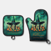 Attractive & Mystical Halloween Witch Conjures Ofenhandschuh & Topflappen-Set (Vorderseite)