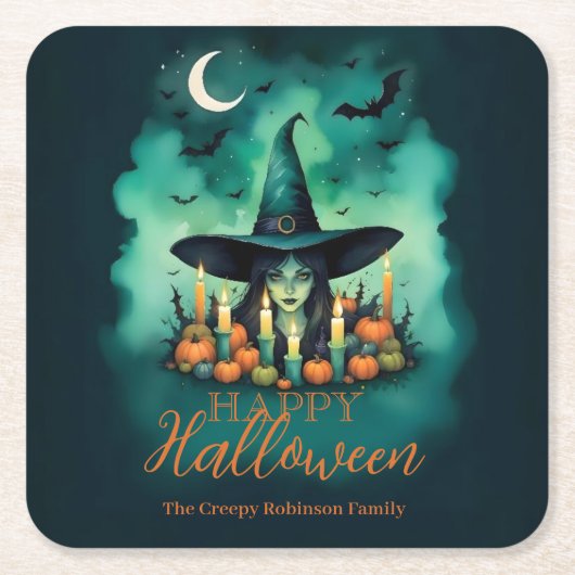 Attractive & Mystical Halloween Witch Conjures Rechteckiger Pappuntersetzer (Vorderseite)