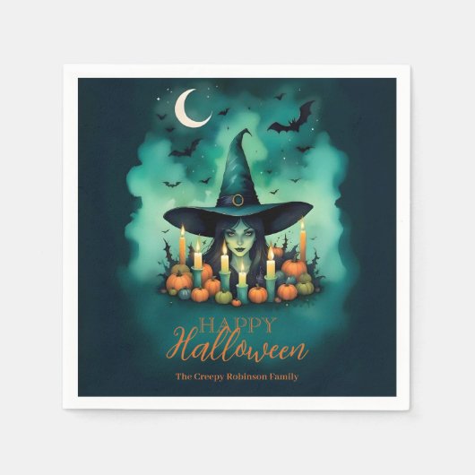 Attractive & Mystical Halloween Witch Conjures Serviette (Vorderseite)