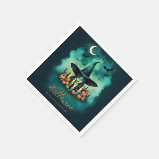 Attractive & Mystical Halloween Witch Conjures Serviette (Ecke)