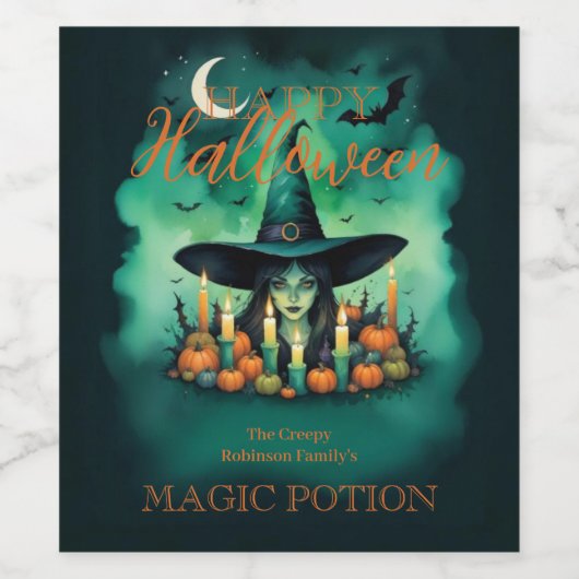 Attractive & Mystical Halloween Witch Conjures Weinetikett (Einzelnes Label)