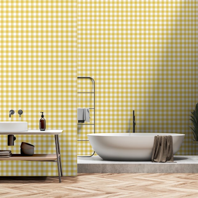 Attractive Yellow Check Buffalo Plaid Tapete (Badezimmer)