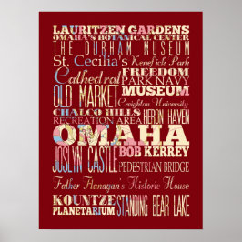Attraktion und berühmte Orte von Omaha, Nebraska Poster