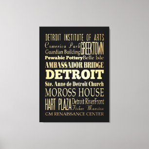 Attraktionen & Berühmte Orte Detroits, Michigan Leinwanddruck