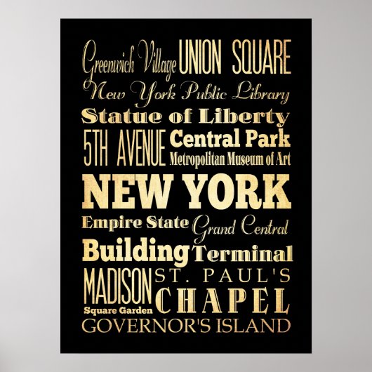 Attraktionen & Berühmte Orte New Yorks, New York Poster (Vorne)