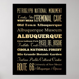 Attraktionen & berühmte Orte von Albuquerque, N.M. Poster