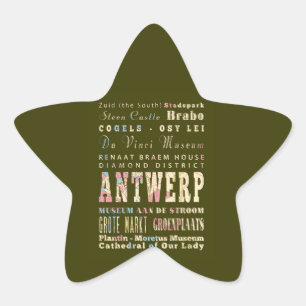 Attraktionen & berühmte Orte von Antwerpen, Belgie Stern-Aufkleber