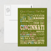 Attraktionen & berühmte Orte von Cincinnati, Ohio. Postkarte (Vorne/Hinten)