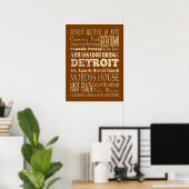 Attraktionen & berühmte Orte von Detroit, Michigan Poster (Heimbüro)